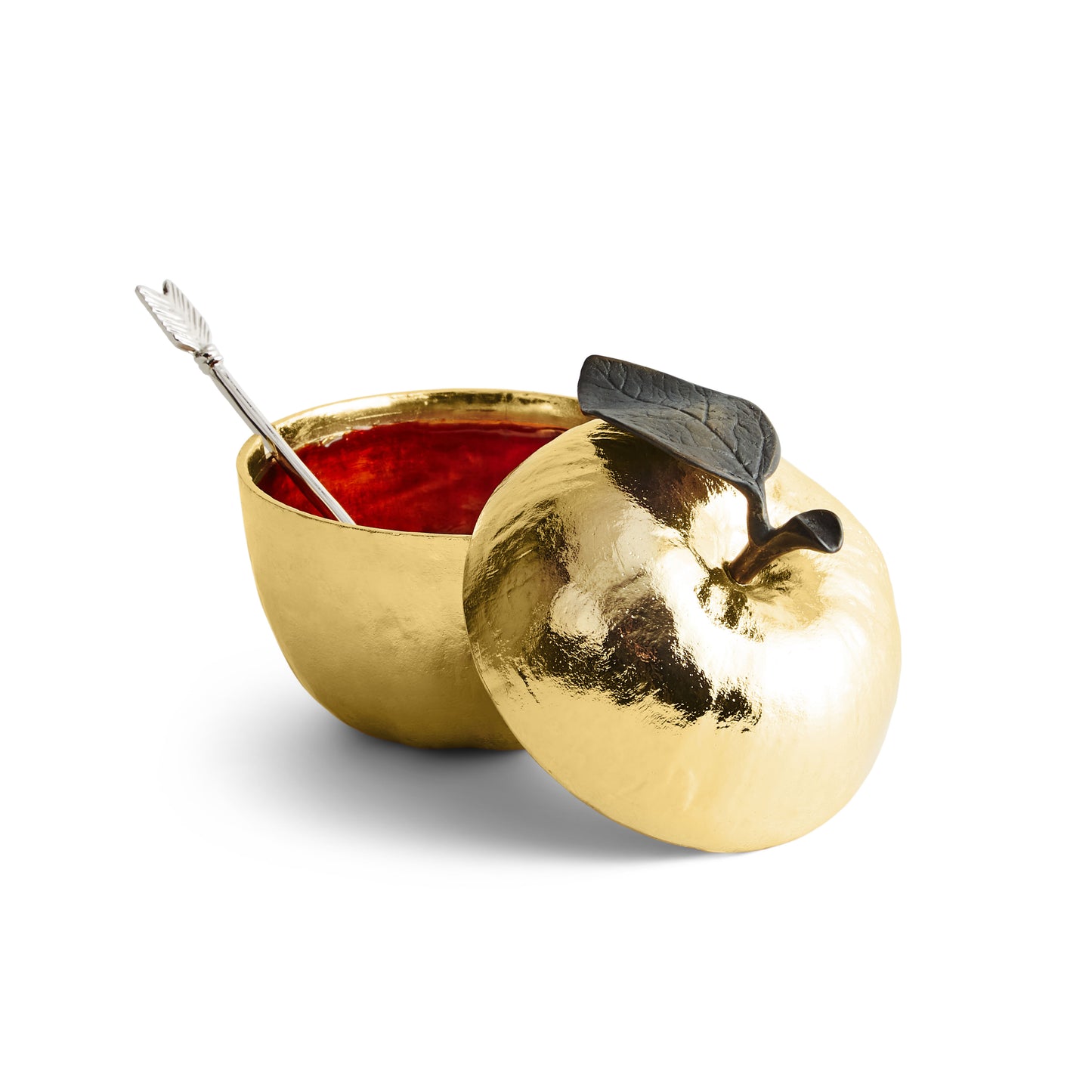 Apple Honey Pot w/ Spoon Nickelplate - Gold