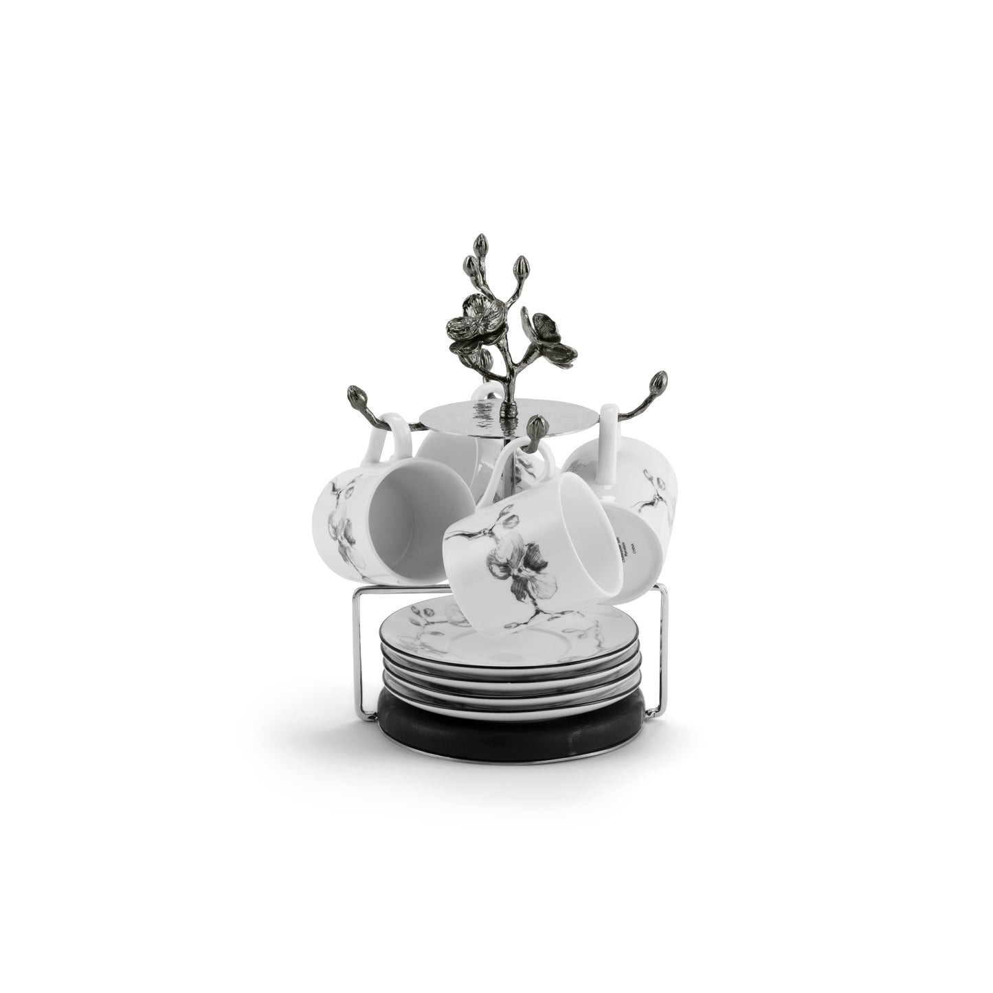 Black Orchid Demitasse Set & Stand