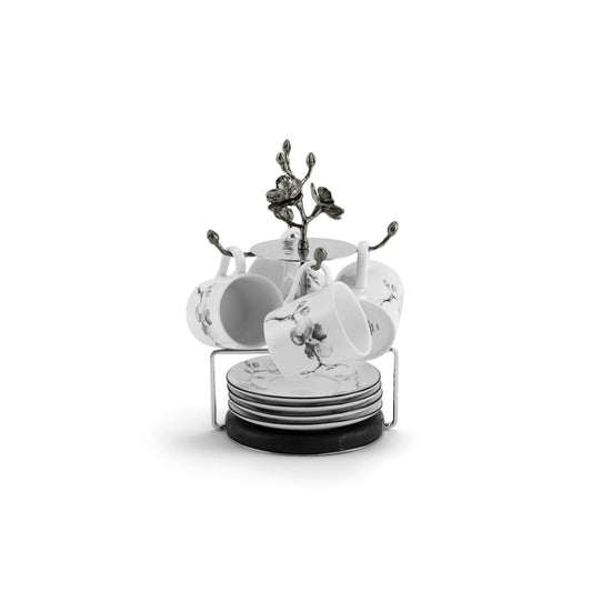 Black Orchid Demitasse Set & Stand