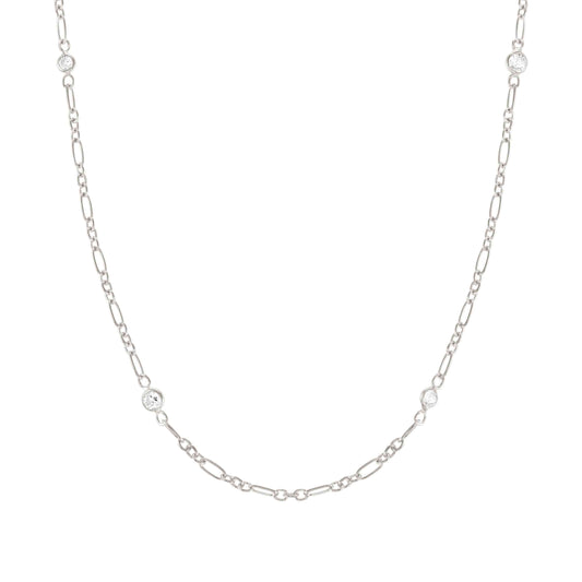 Bella Collection - Sterling Silver Necklace with CZ Stations