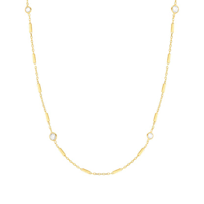 Bella Collection - Sterling Silver / 24k Gold Plated CZ Necklace