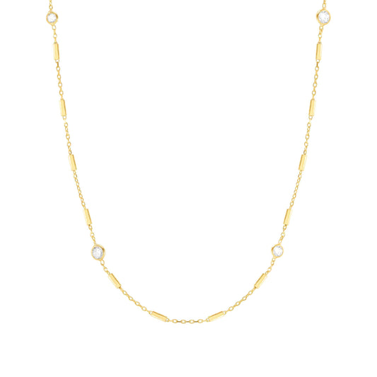 Bella Collection - Sterling Silver / 24k Gold Plated CZ Necklace