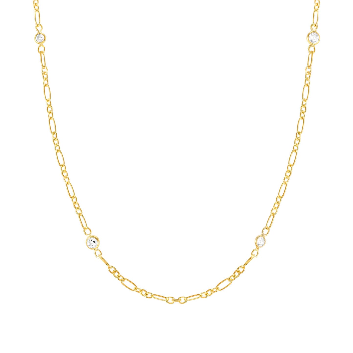 Bella Collection - Sterling Silver / 24k Gold Plated CZ Necklace