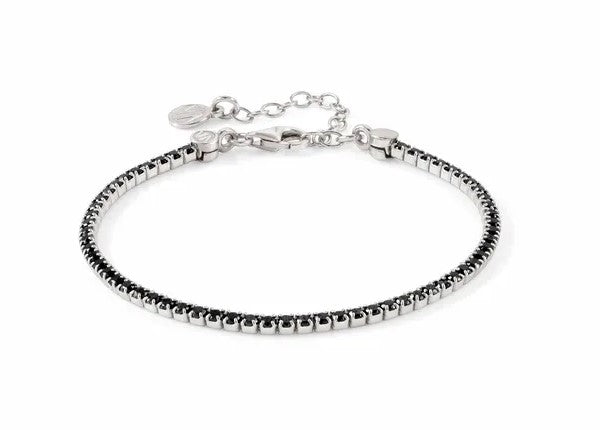 Chic & Charm Bracelet Sterling Silver And Black CZ