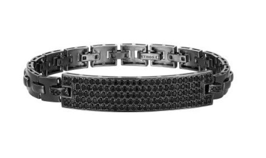 Gunmetal Sterling Silver and Black Sapphire Station Bracelet