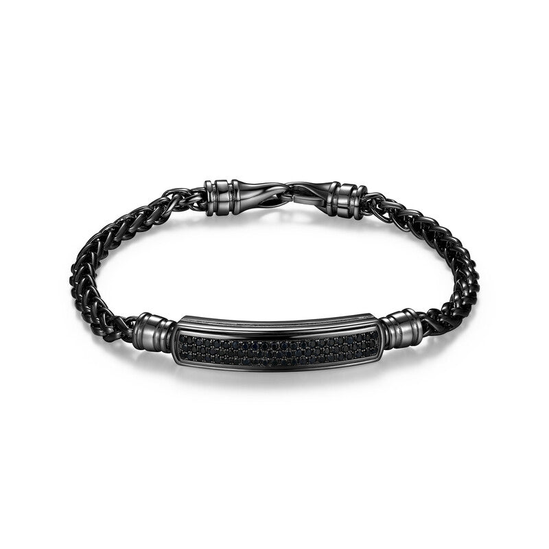 Gunmetal Sterling Silver and Black Sapphire Bracelet