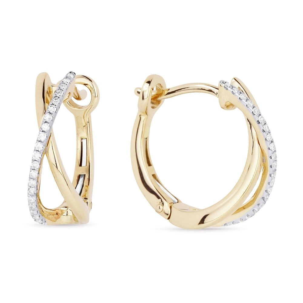 14 Karat Gold Hoops With Diamonds