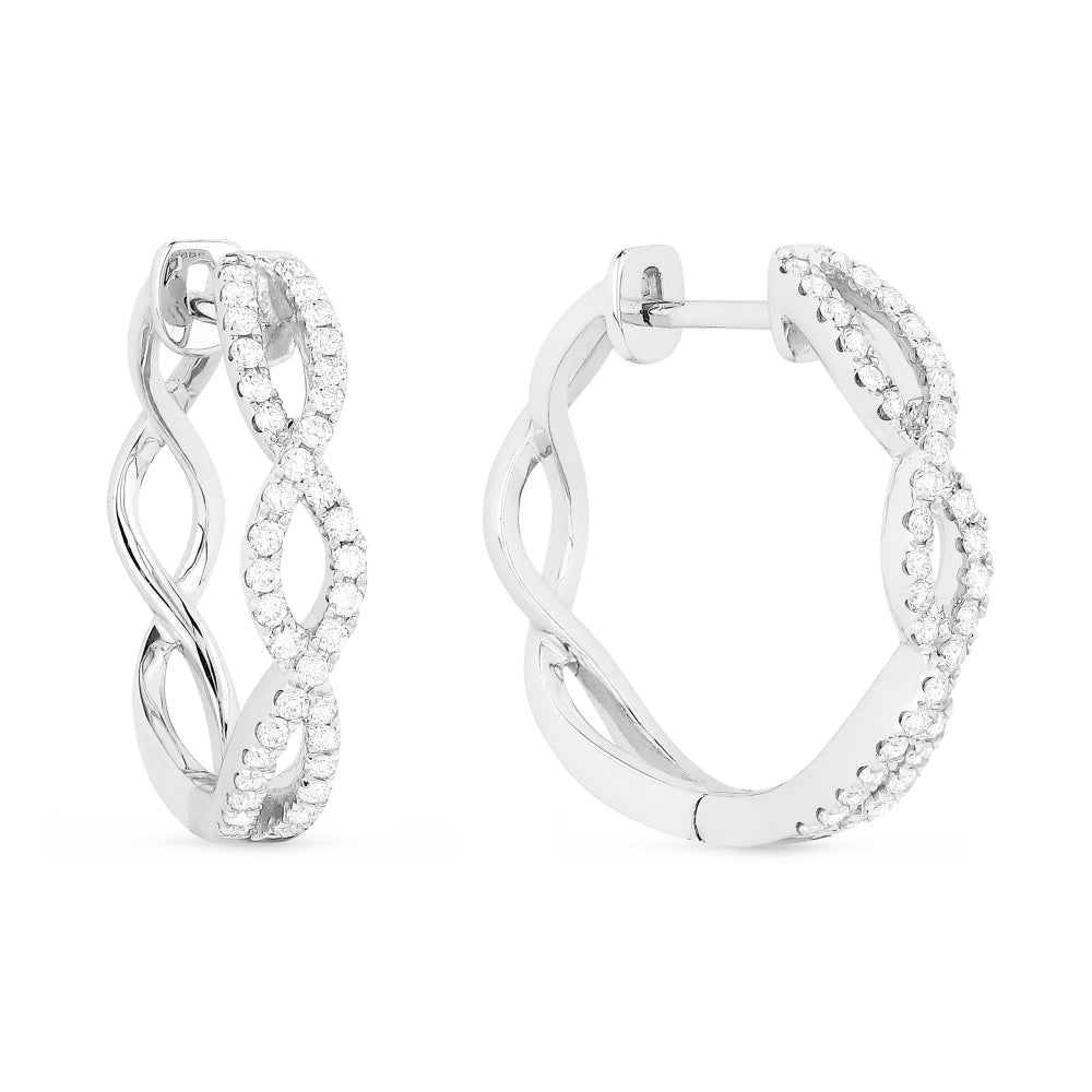 14 Karat White Gold Hoops With Diamonds