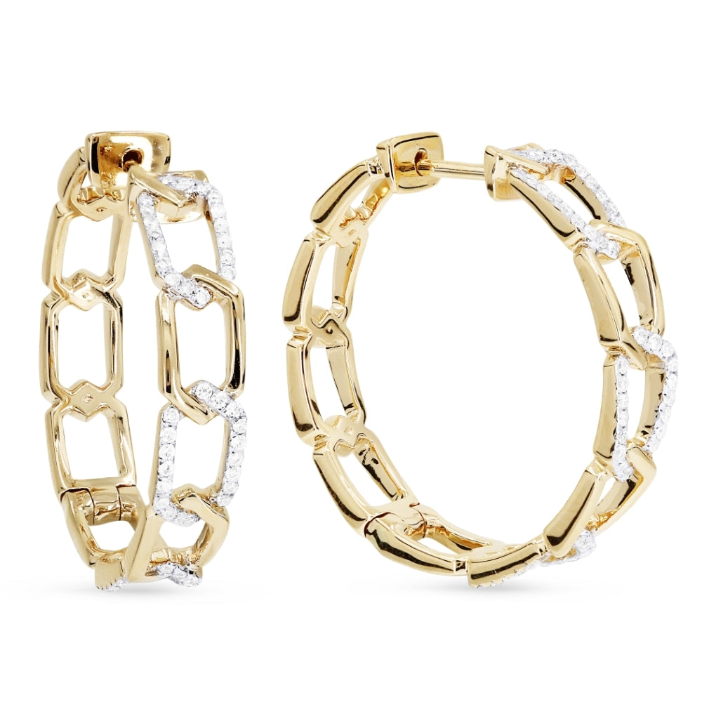 14 Karat Yellow Gold Hoops With Diamonds