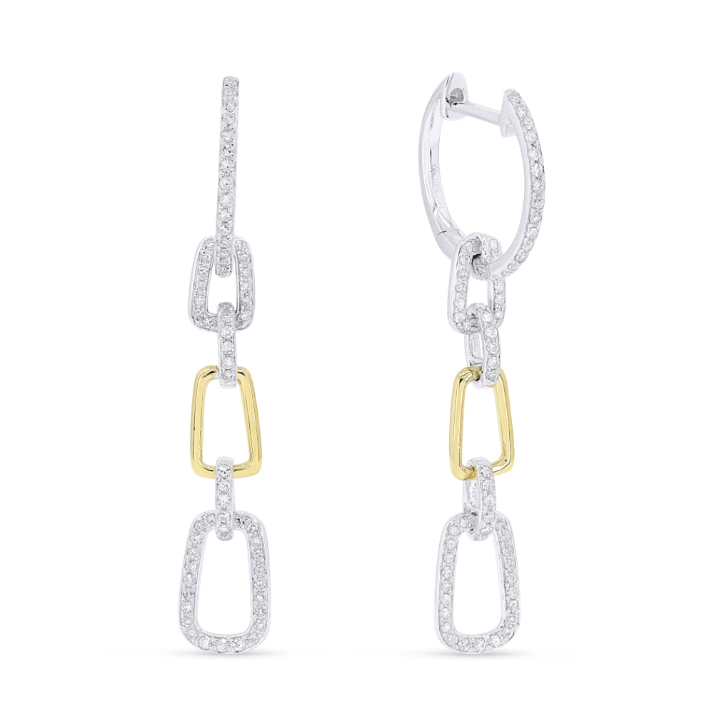 14 Karat Two Tone Hanging Earrings With Diamonds