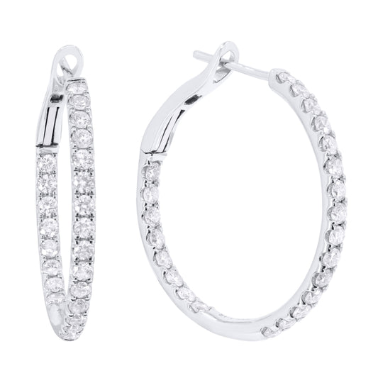 14 Karat White Gold In and Out Hoops