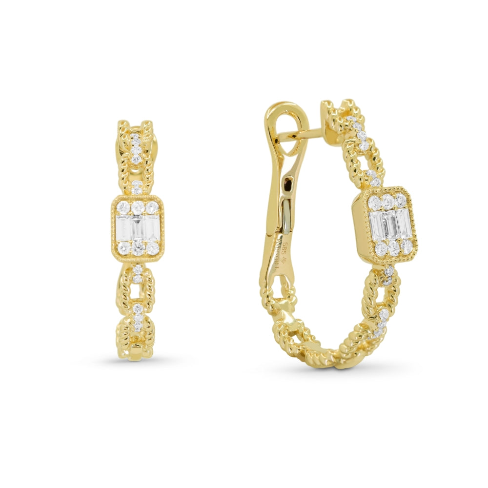 14 Karat Yellow Gold Elongated Hoop