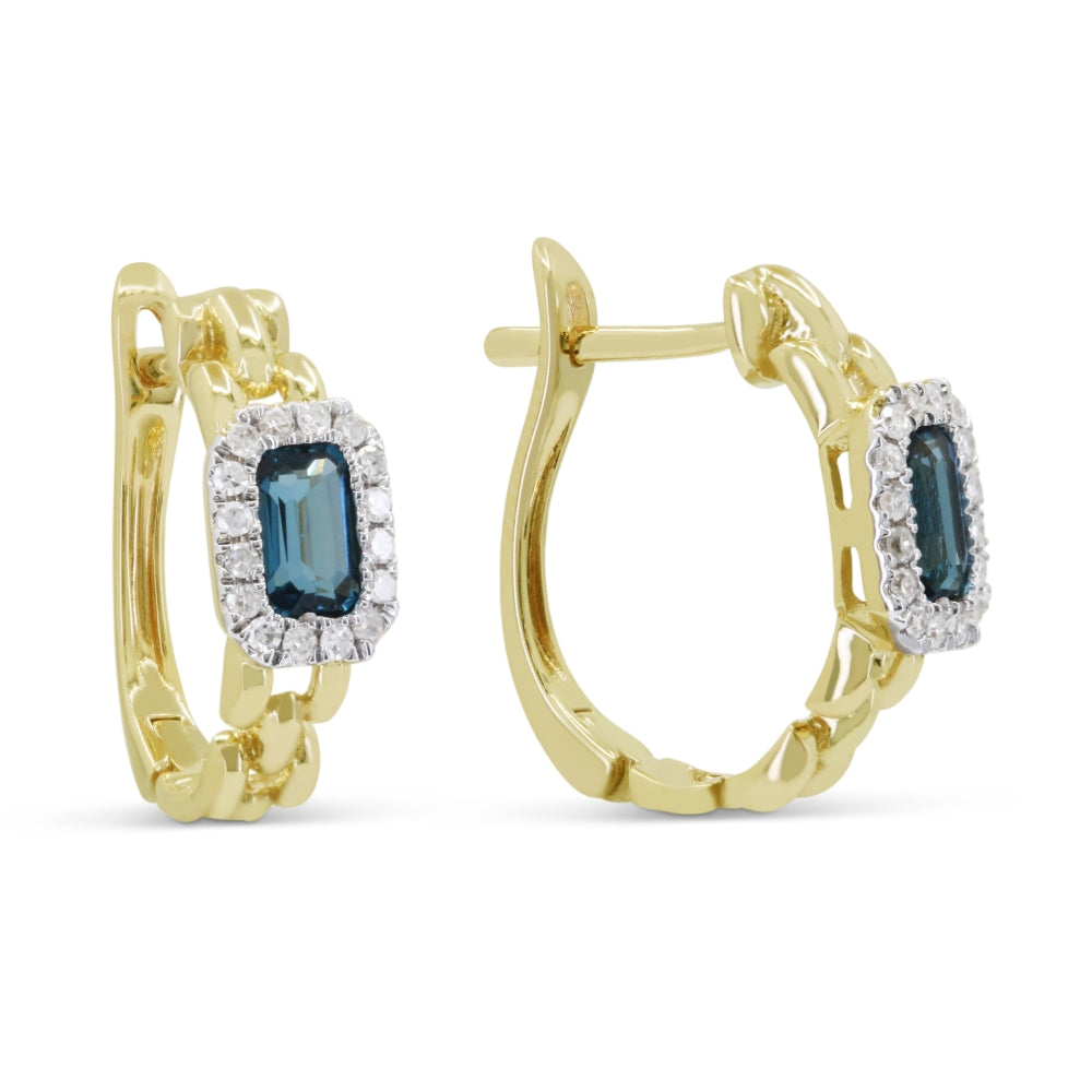 14 Karat Yellow Gold Earrings With London Blue Topaz