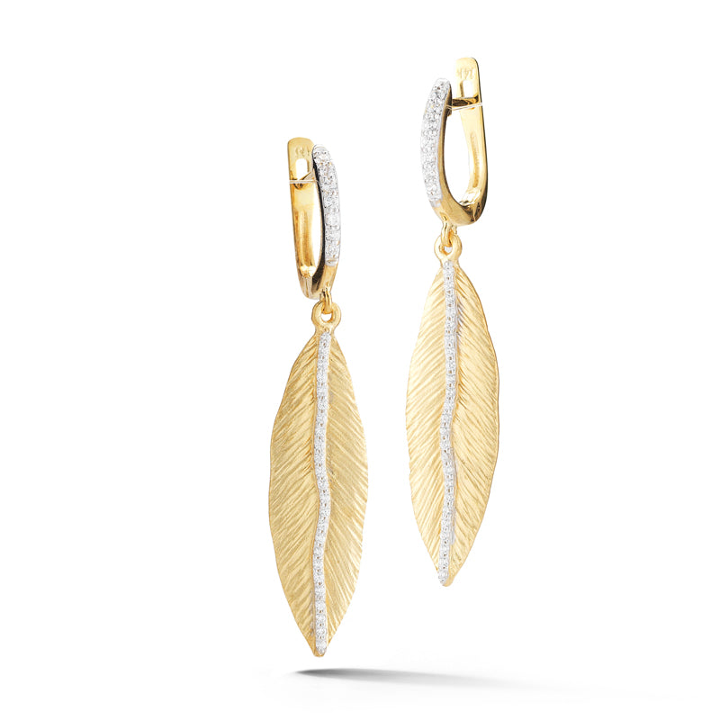 14 Karat Yellow Gold Leaf Earrings