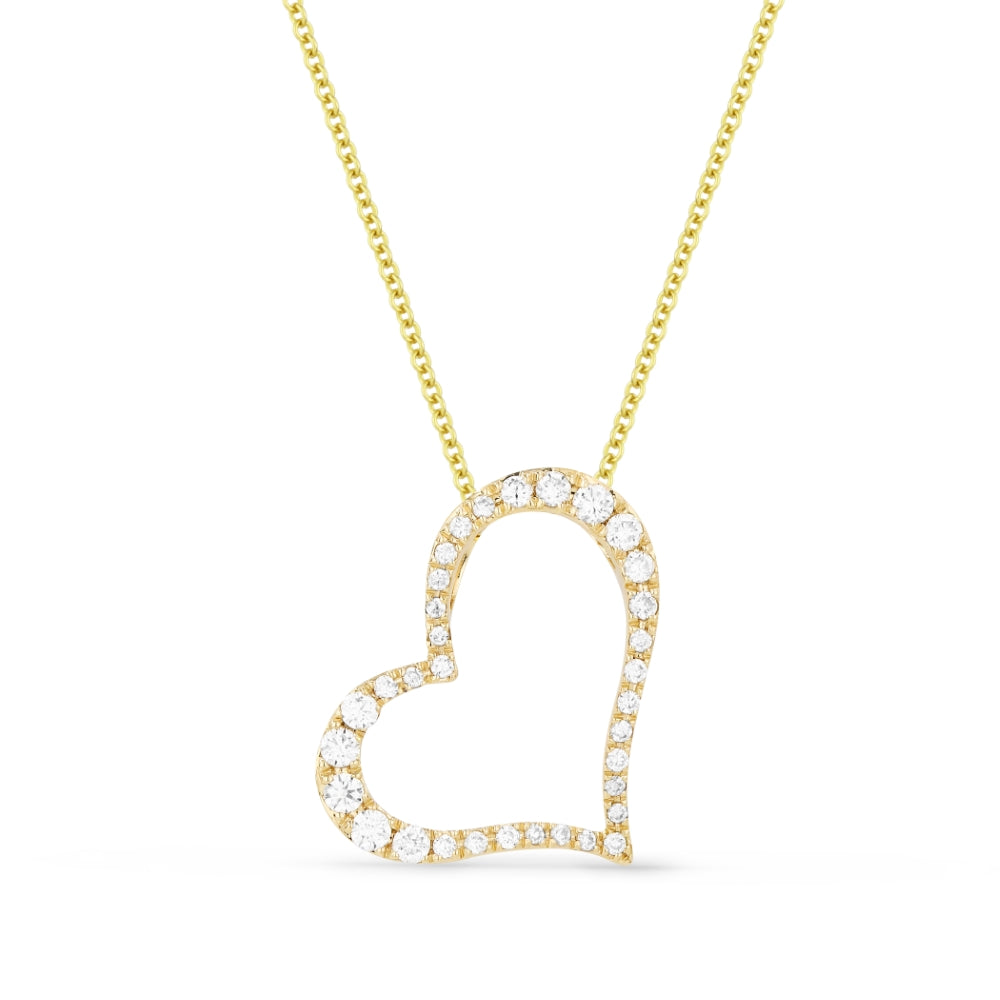 14 Karat Yellow Gold Diamond Heart Pendant