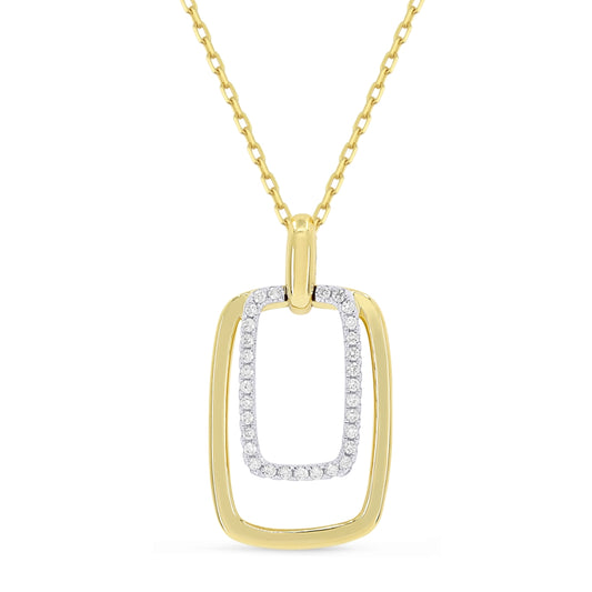 14 Karat Yellow Gold Rectangle Pendant w/Diamonds