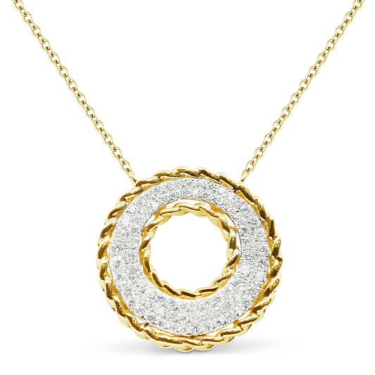 14 Karat Yellow Gold Pave Necklace