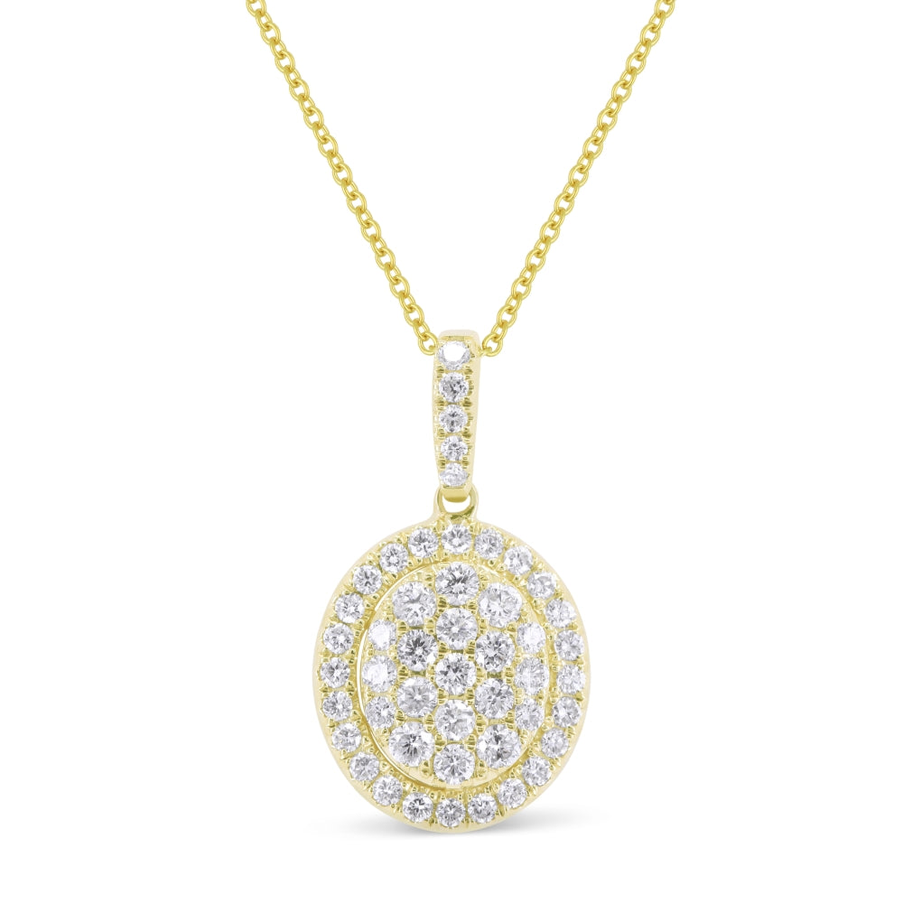 14 Karat Yellow Gold Oval Diamond Pendant