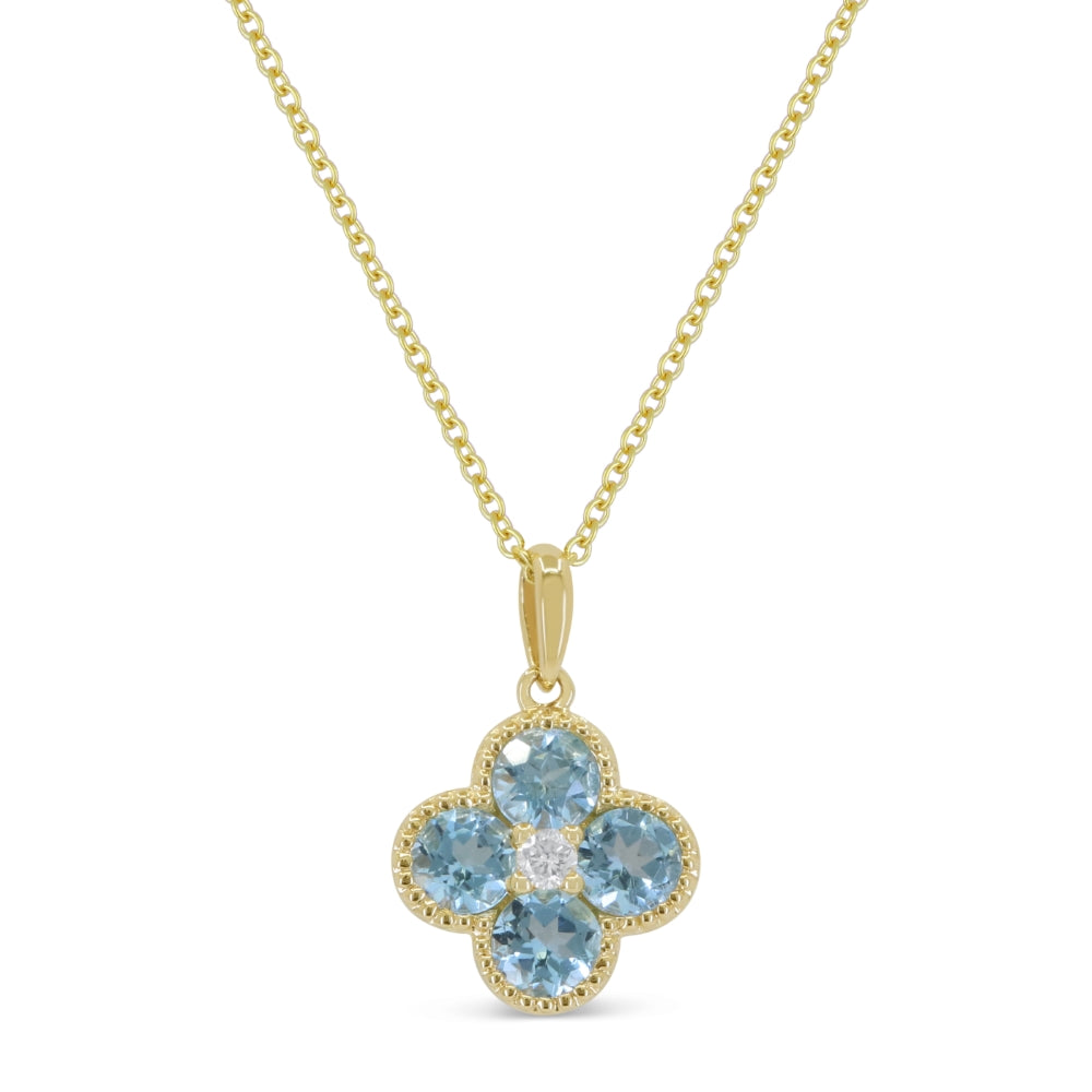 14 Karat Yellow Gold Blue Topaz Pendant