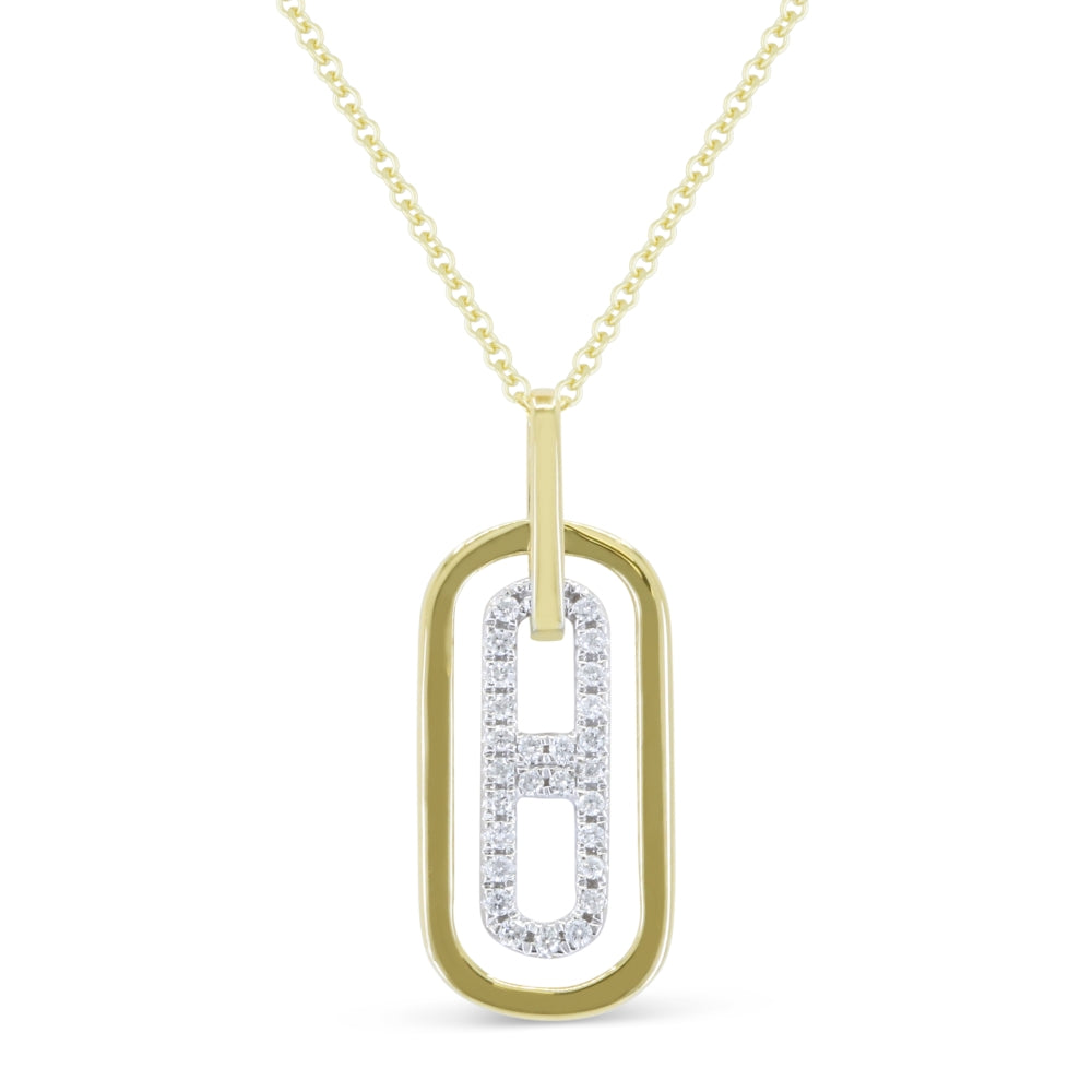 14 Karat Two Tone Paper Clip Pendant