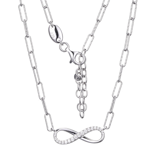 Sterling Silver Necklace Diamond Cut Paperclip Chain