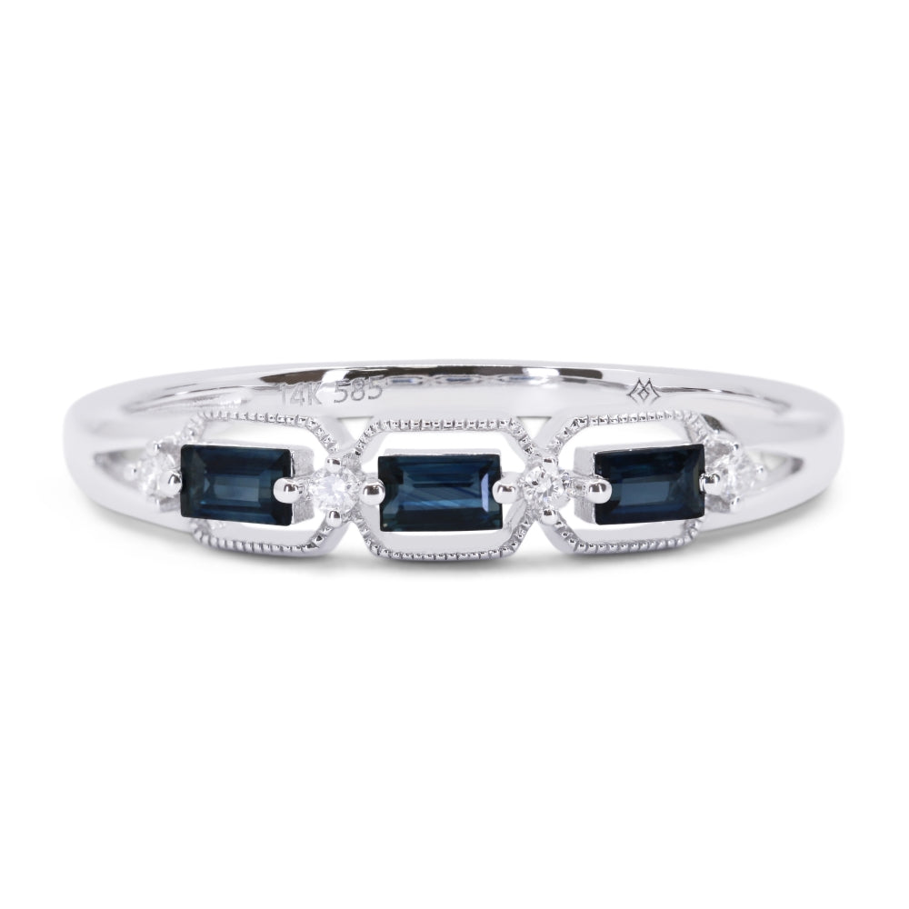 14 Karat White Gold Sapphire & Diamond Ring