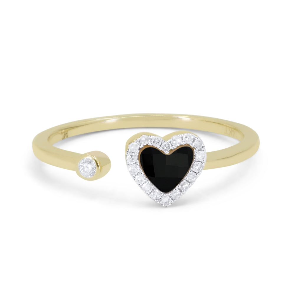 14 Karat Yellow Gold Onyx & Diamonds Ring