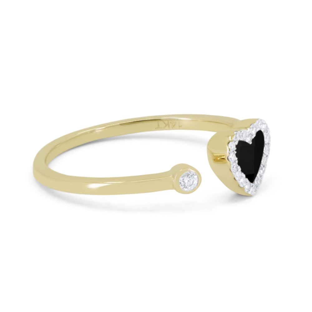 14 Karat Yellow Gold Onyx & Diamonds Ring