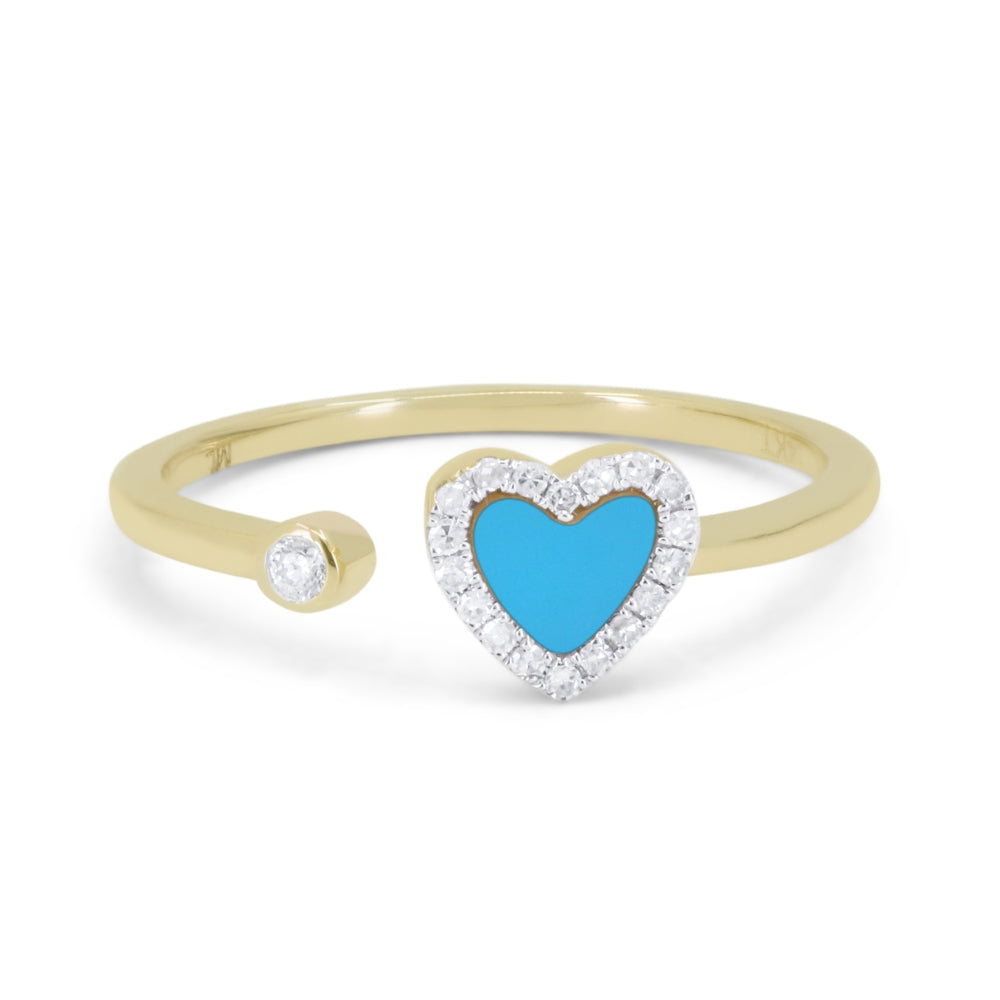 14 Karat Yellow Gold Ring With Turquoise & Diamonds