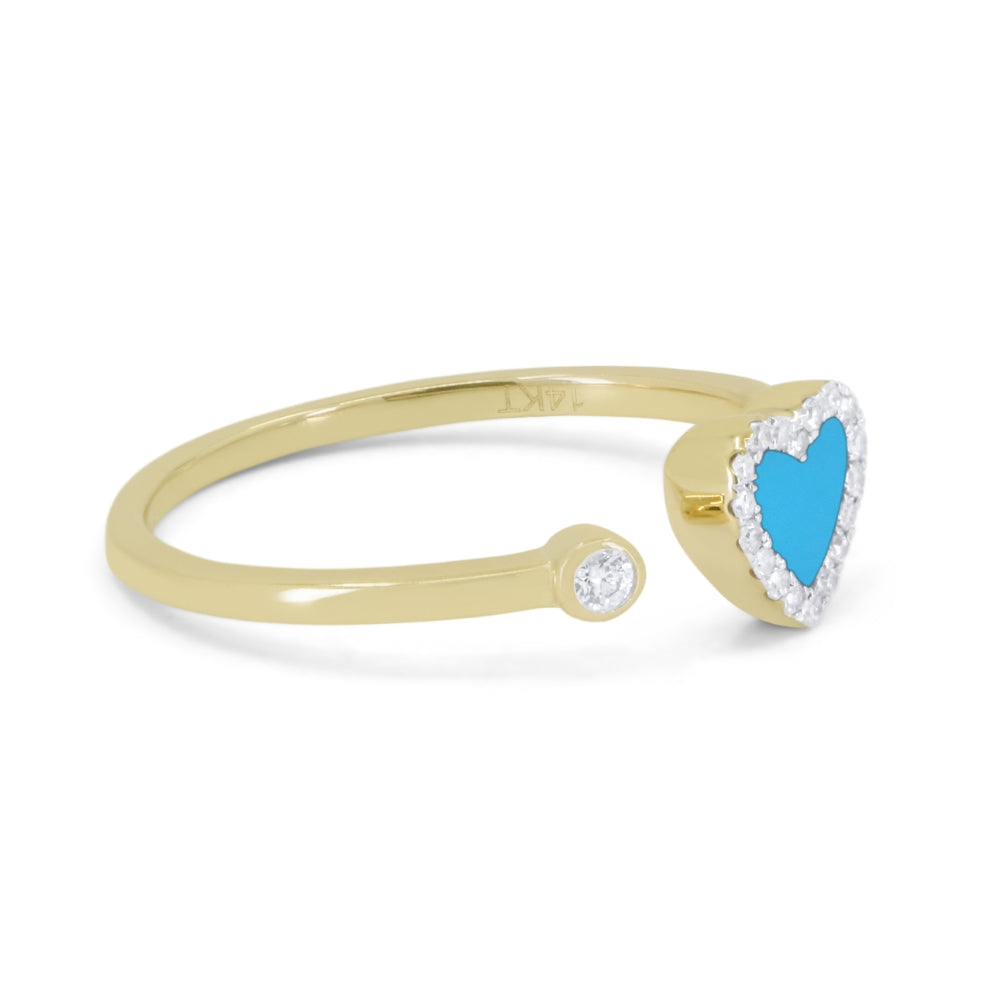 14 Karat Yellow Gold Ring With Turquoise & Diamonds