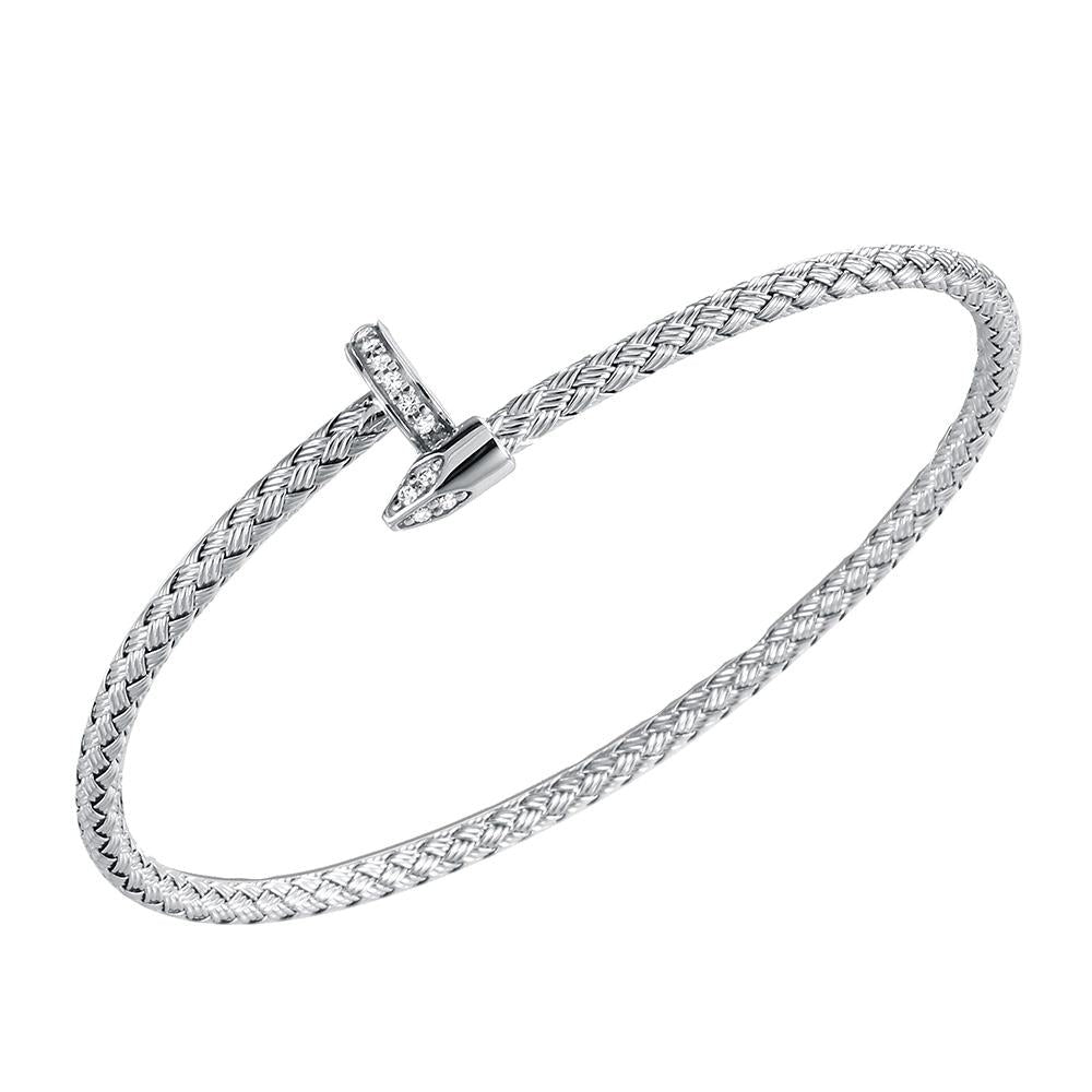 Sterling Silver Cuff with CZ, Rhodium Finish