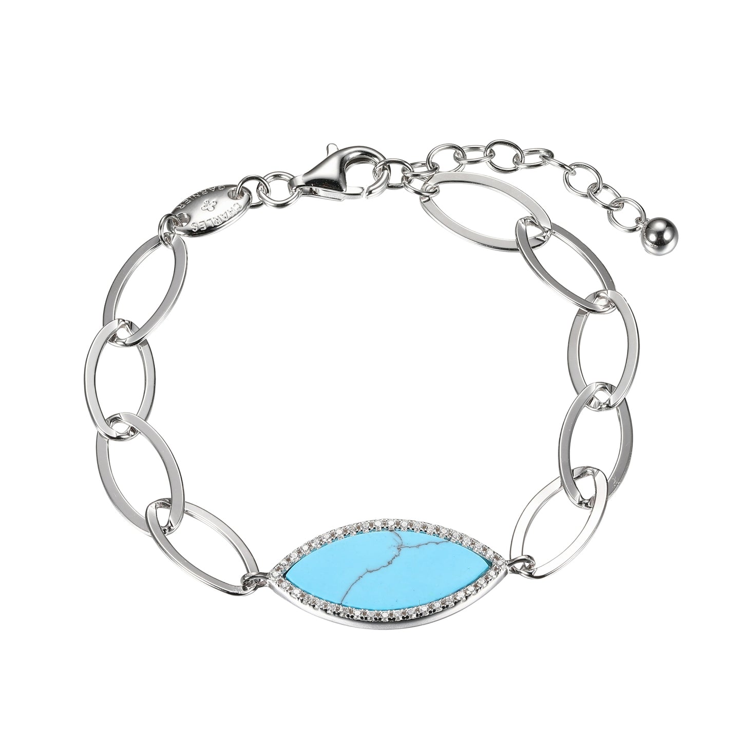 Sterling Silver Bracelet With Synthetic Turquoise