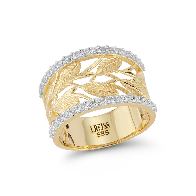 14 Karat Yellow Gold Vine Leaves Ring