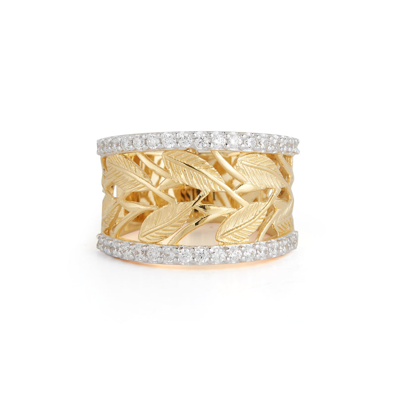 14 Karat Yellow Gold Vine Leaves Ring