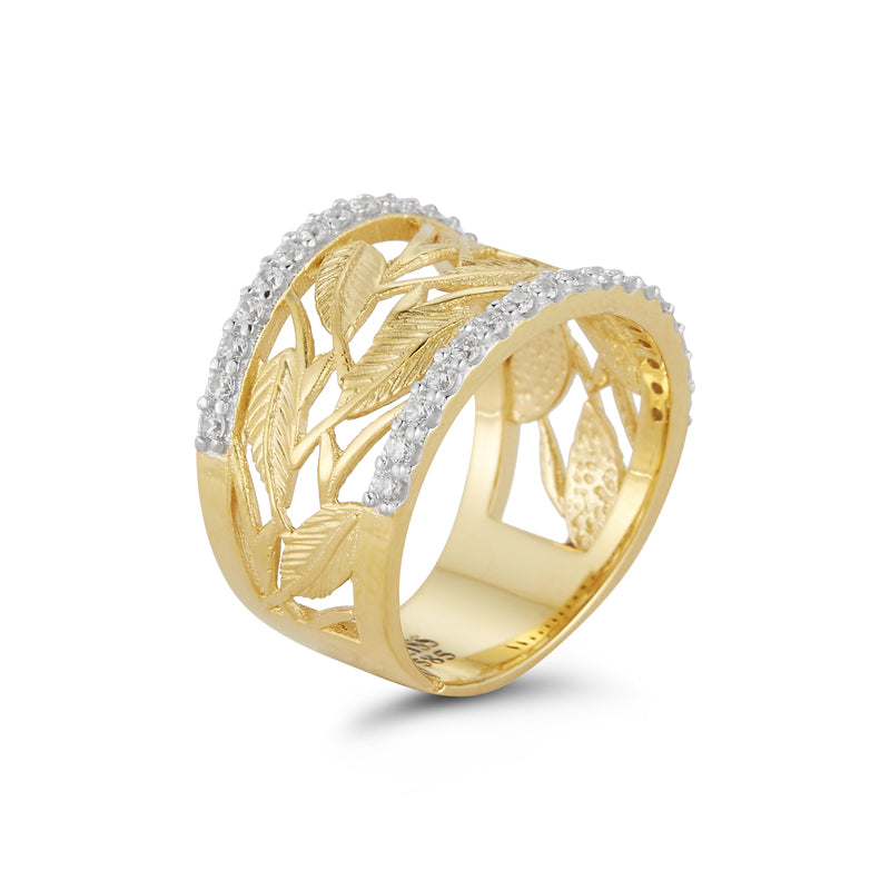 14 Karat Yellow Gold Vine Leaves Ring