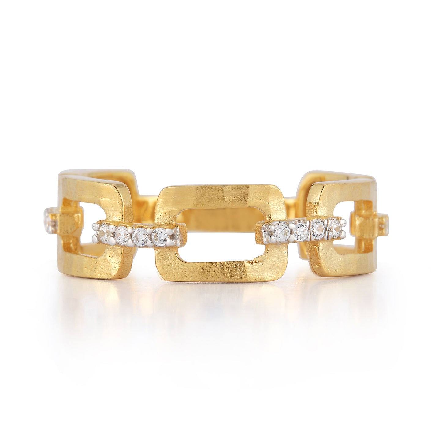 14 Karat Yellow Gold Open Link Rectangle Ring