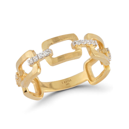 14 Karat Yellow Gold Open Link Rectangle Ring