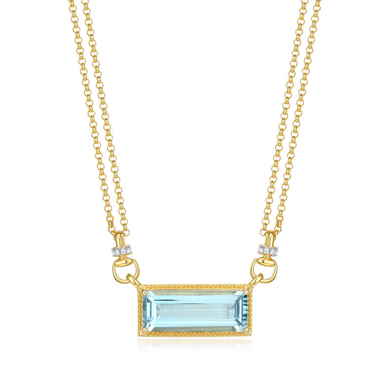 Sterling Silver Gold Plated Necklace With Sky Blue Topaz