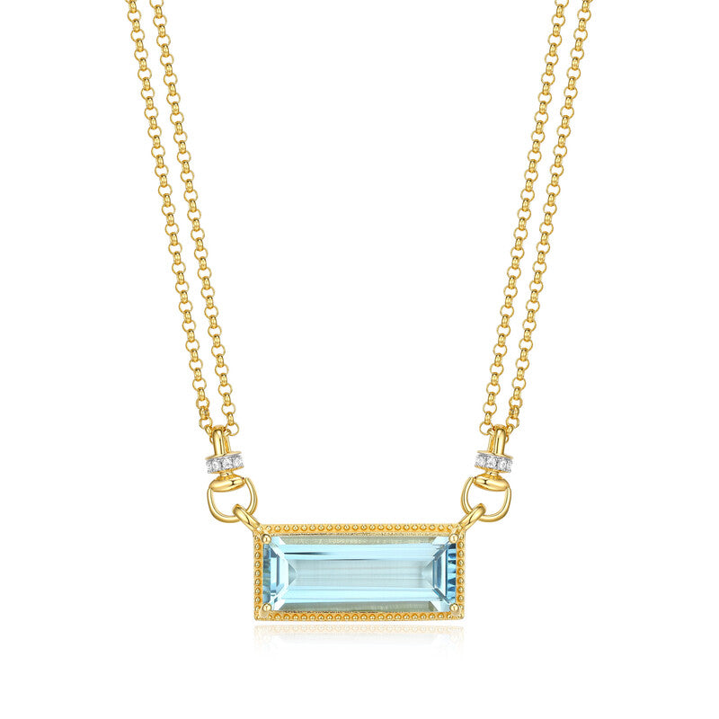 Sterling Silver Gold Plated Necklace With Sky Blue Topaz