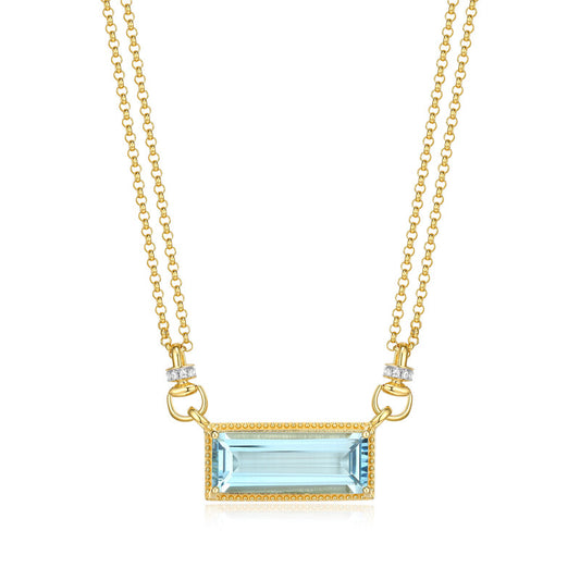 Sterling Silver Gold Plated Necklace With Sky Blue Topaz