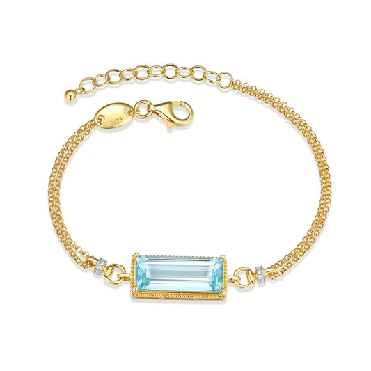 Sterling Silver - Gold Plated Sky Blue Topaz Bracelet