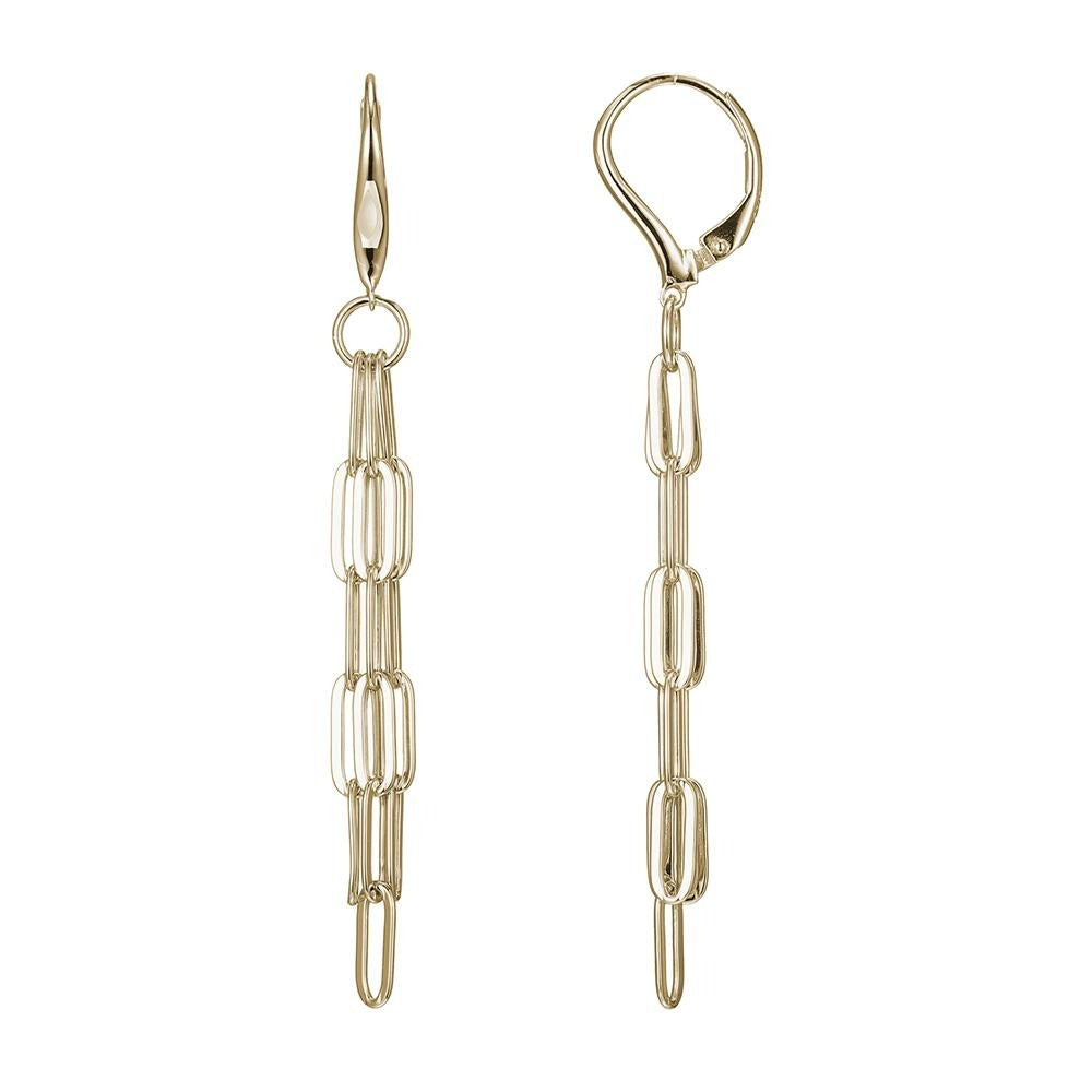 Sterling Silver Gold Plated Earrings made with Paperclip Chain