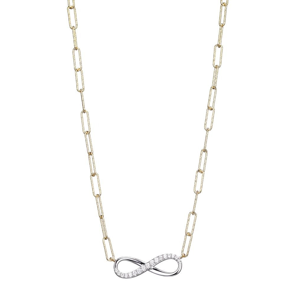 Sterling Silver Gold Plated Necklace made with Diamond Cut Paperclip Chain