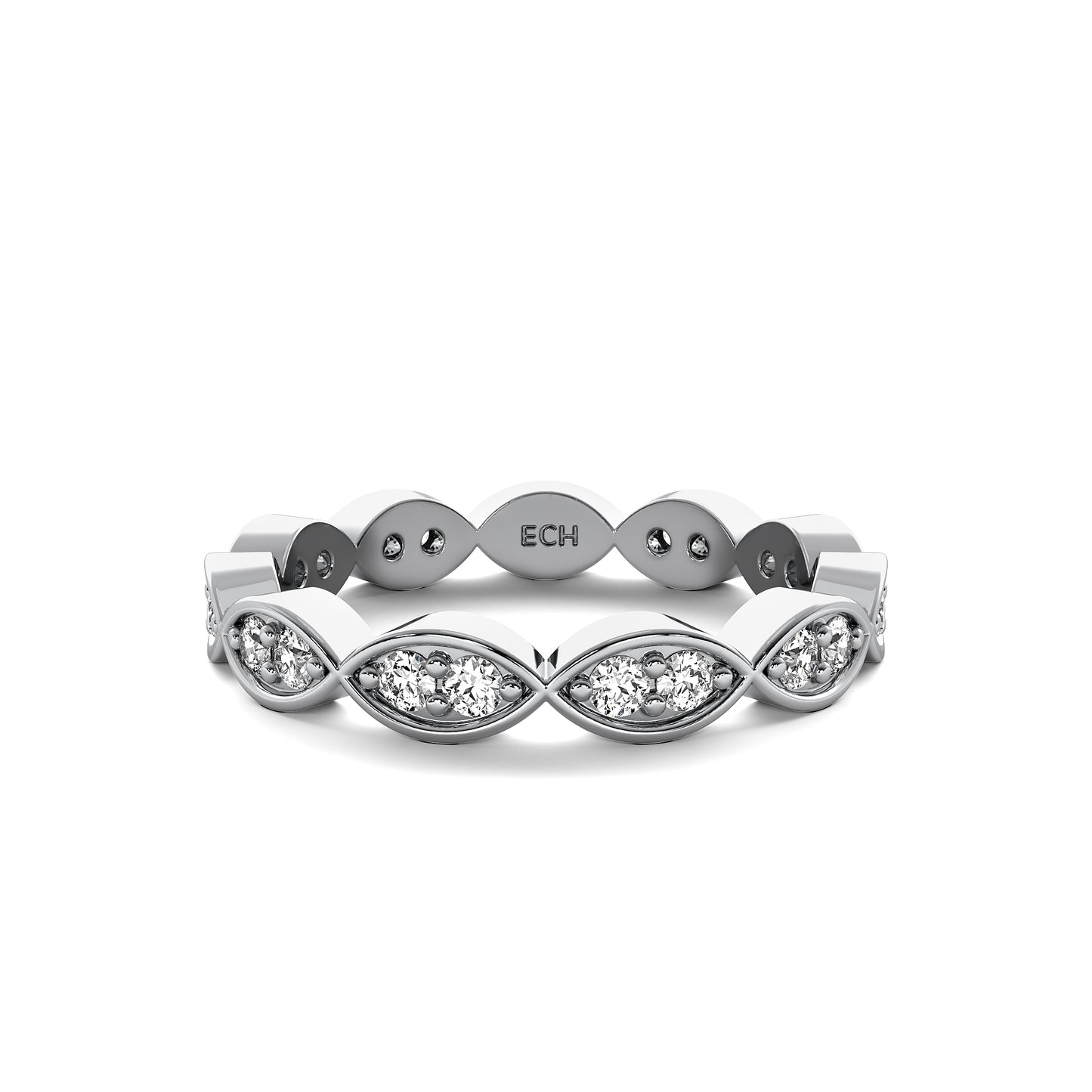 Round Channel Beaded Eternity Band