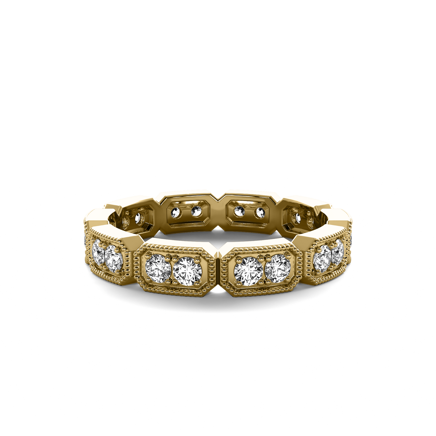 Round Channel Beaded Eternity Band