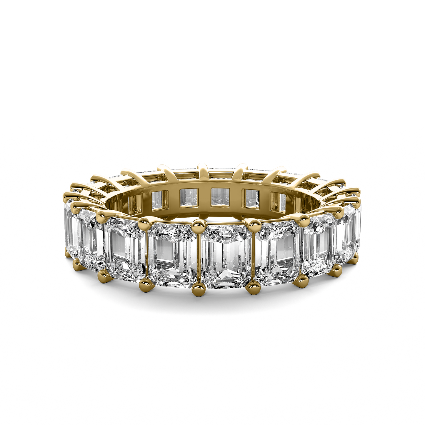 Emerald Cut Common Prong Etermity Band