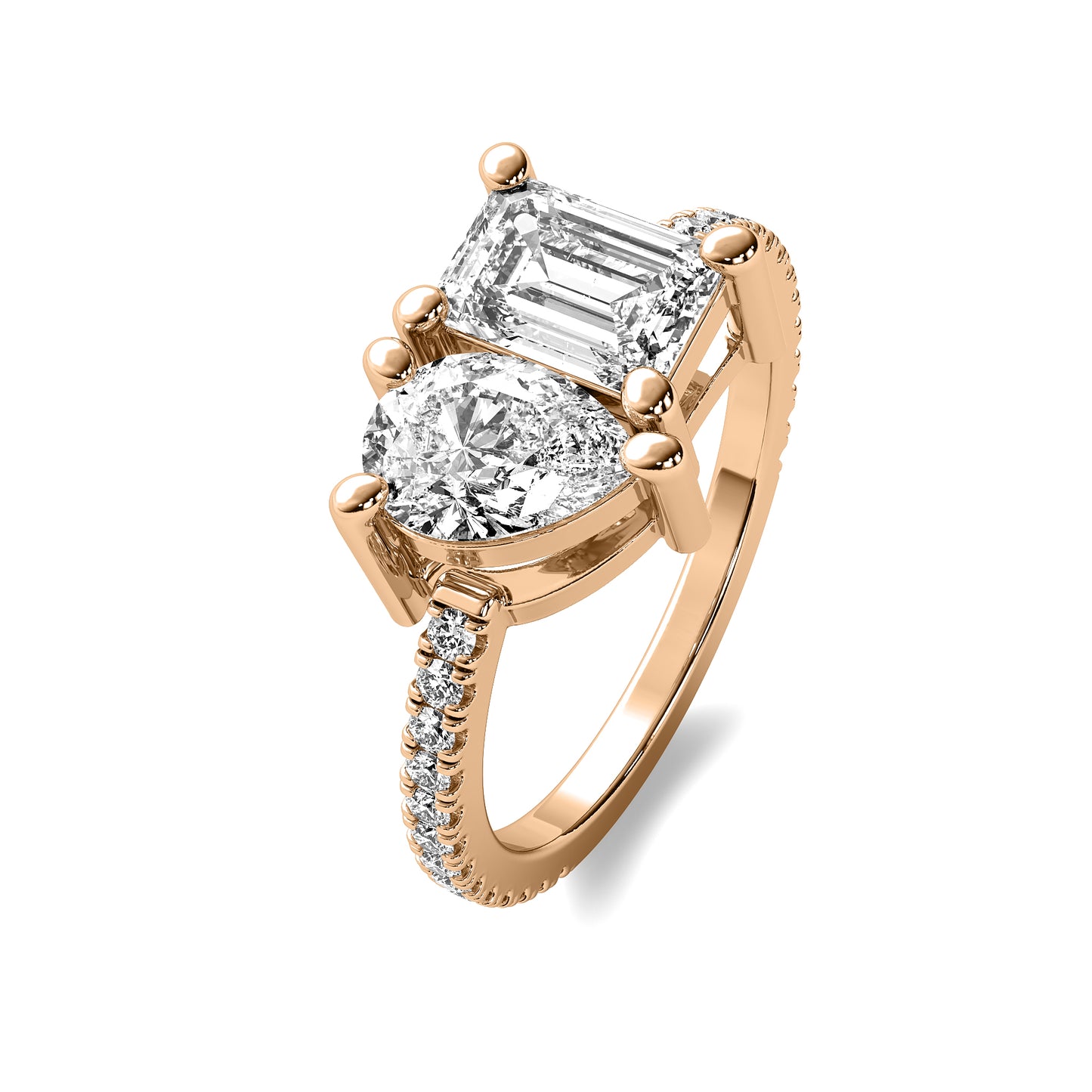 Emerald Cut and Pear Shape Diamond Ring