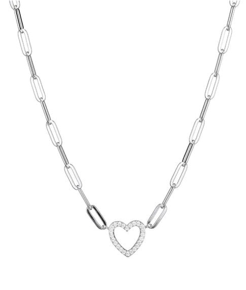 Sterling Silver Open Heart Necklace