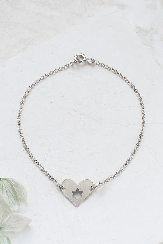 ISRAEL AT HEART BRACELET SILVER PLATED
