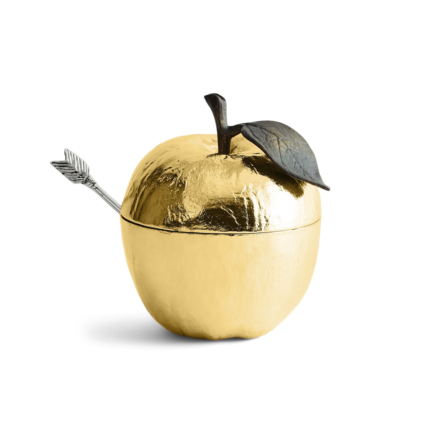 Apple Honey Pot w/ Spoon Nickelplate - Gold